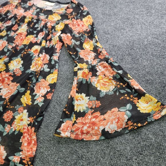 Bobbie Brooks Womans Small Lined Multicolor Floral Peasant Top Bell Sleeve - Picture 2 of 7